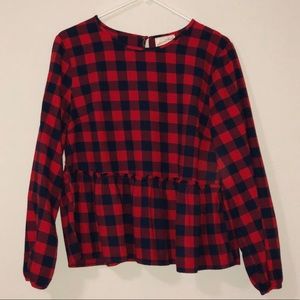 Universal Thread (Target) Checker Peplum Blouse.